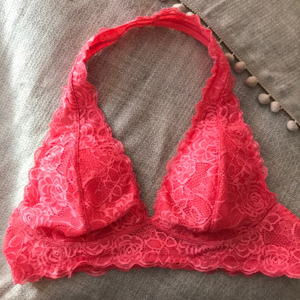 Bright pink halter bralette